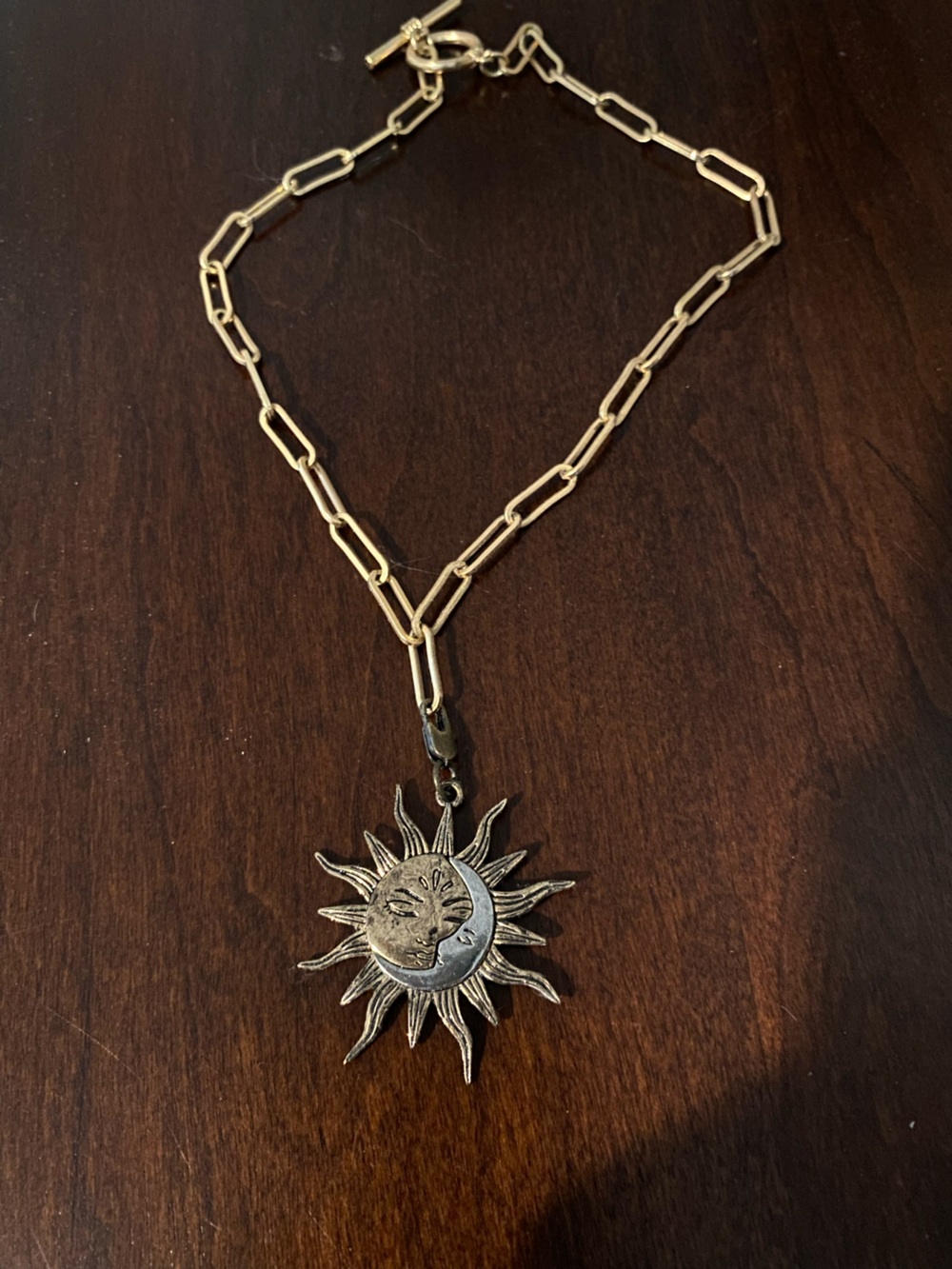 Sun & Moon Pendant chain Necklace in rose Gold